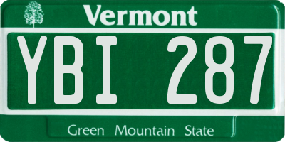 VT license plate YBI287