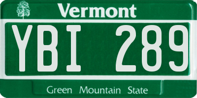 VT license plate YBI289