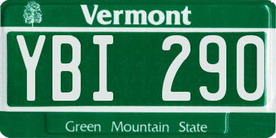 VT license plate YBI290