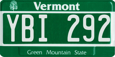 VT license plate YBI292