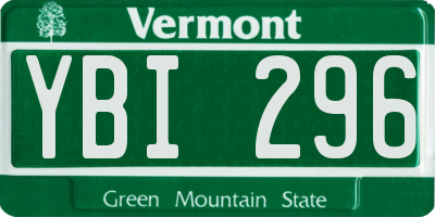 VT license plate YBI296