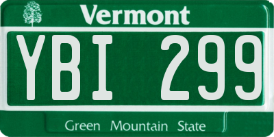 VT license plate YBI299