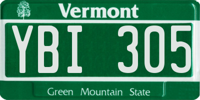VT license plate YBI305