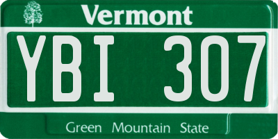 VT license plate YBI307