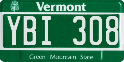 VT license plate YBI308