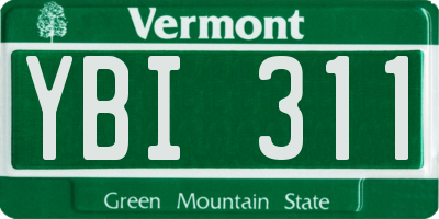 VT license plate YBI311