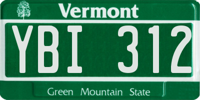 VT license plate YBI312