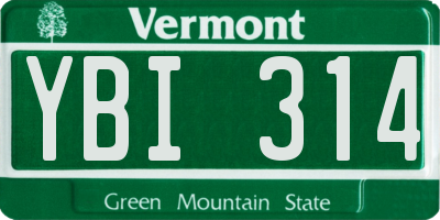 VT license plate YBI314