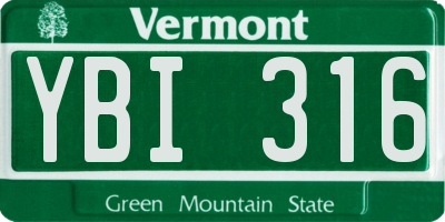 VT license plate YBI316