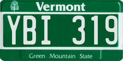 VT license plate YBI319