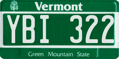 VT license plate YBI322