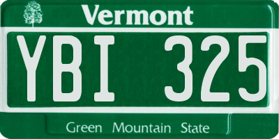 VT license plate YBI325