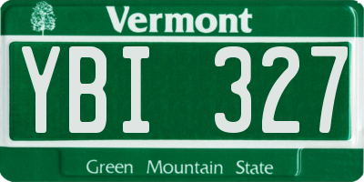 VT license plate YBI327