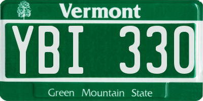 VT license plate YBI330