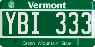 VT license plate YBI333