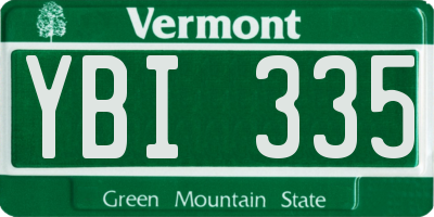 VT license plate YBI335