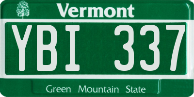 VT license plate YBI337