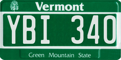 VT license plate YBI340