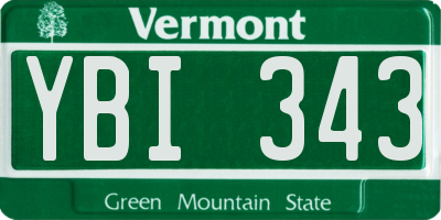 VT license plate YBI343