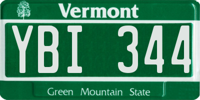 VT license plate YBI344