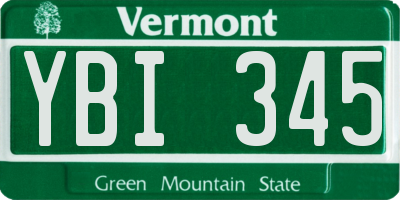 VT license plate YBI345