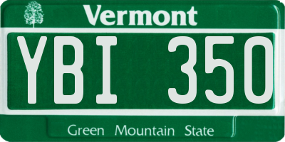 VT license plate YBI350