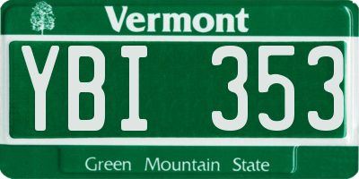 VT license plate YBI353