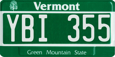 VT license plate YBI355