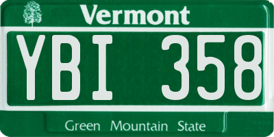 VT license plate YBI358