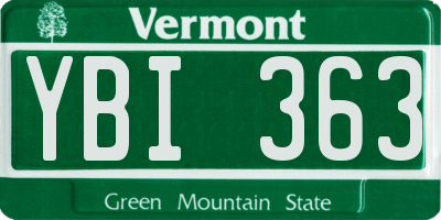 VT license plate YBI363