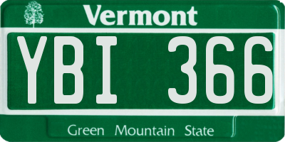 VT license plate YBI366