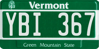 VT license plate YBI367