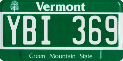 VT license plate YBI369