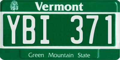 VT license plate YBI371