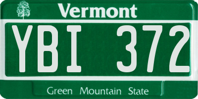 VT license plate YBI372