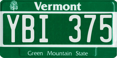 VT license plate YBI375