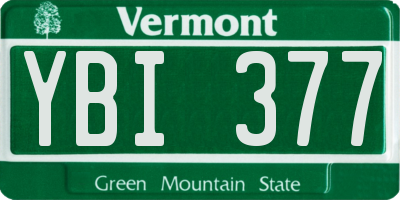 VT license plate YBI377