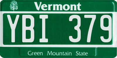 VT license plate YBI379