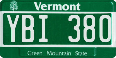 VT license plate YBI380