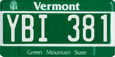 VT license plate YBI381