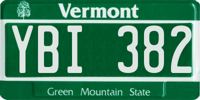 VT license plate YBI382