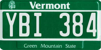 VT license plate YBI384