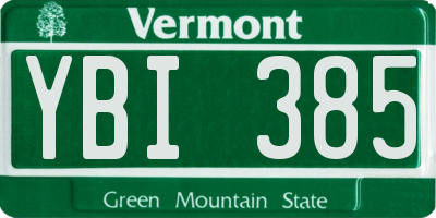 VT license plate YBI385