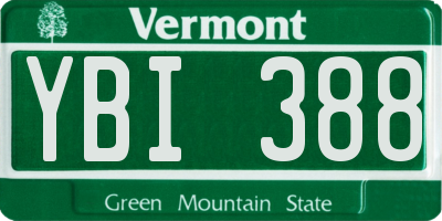 VT license plate YBI388