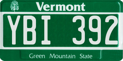 VT license plate YBI392