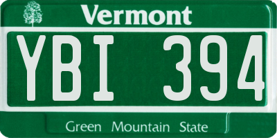 VT license plate YBI394
