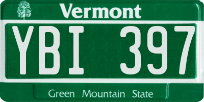 VT license plate YBI397