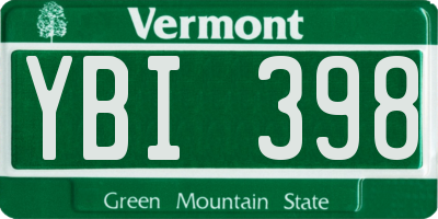 VT license plate YBI398