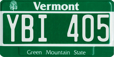VT license plate YBI405
