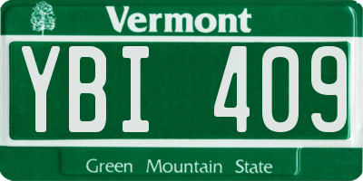 VT license plate YBI409